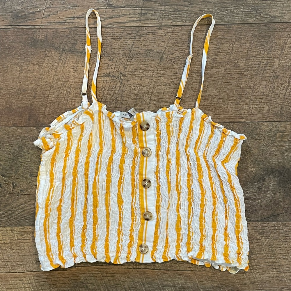 Active USA yellow and white striped crop top